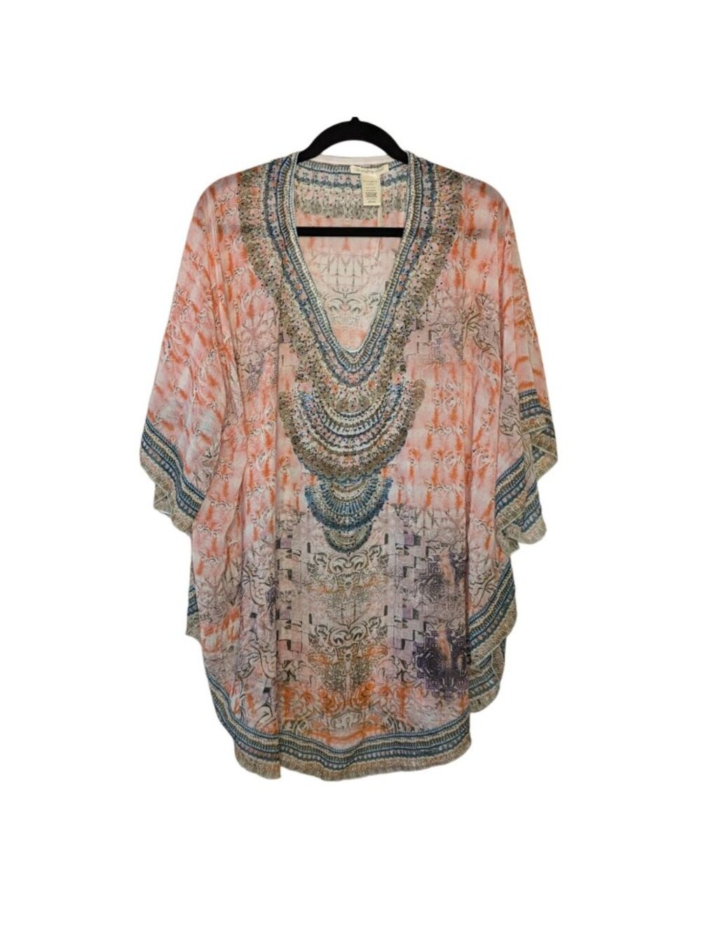 Do Everything in Love rhinestone batwing rounded hem Poncho Top One Size